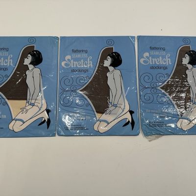 VINTAGE Merry Maid-DemiToe Stretch-Pecan-3 pair-Sz9.5-10M *NEW